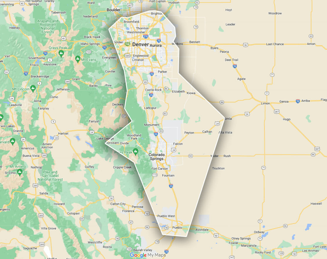 Integrity Roofing and Painting Denver Service Area Map